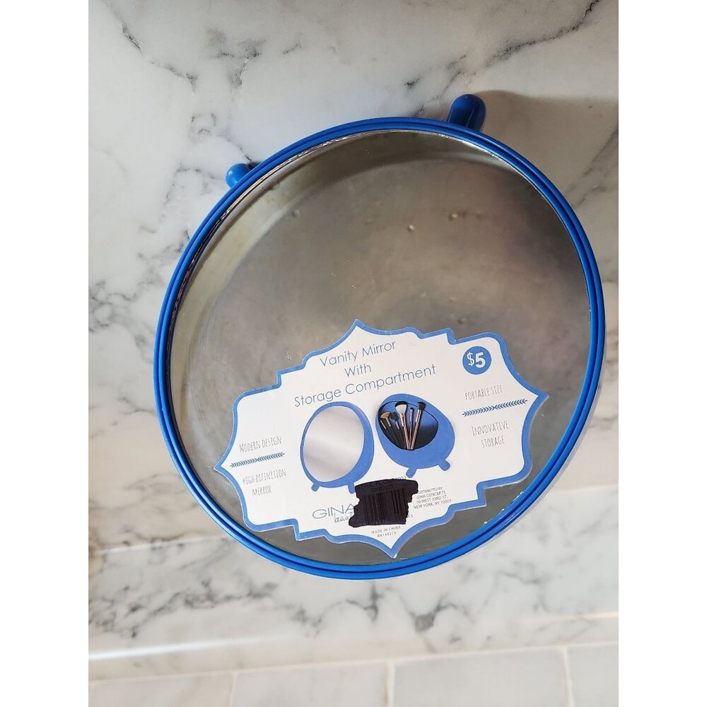 Vanity Mirror With Storage Compartment Blue High-Definition Portable & Durable D